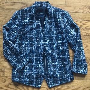 Trouvé Tweed Metallic-Thread 3/4-Sleeve Blazer in Black-Silver-Teal-White-Grey